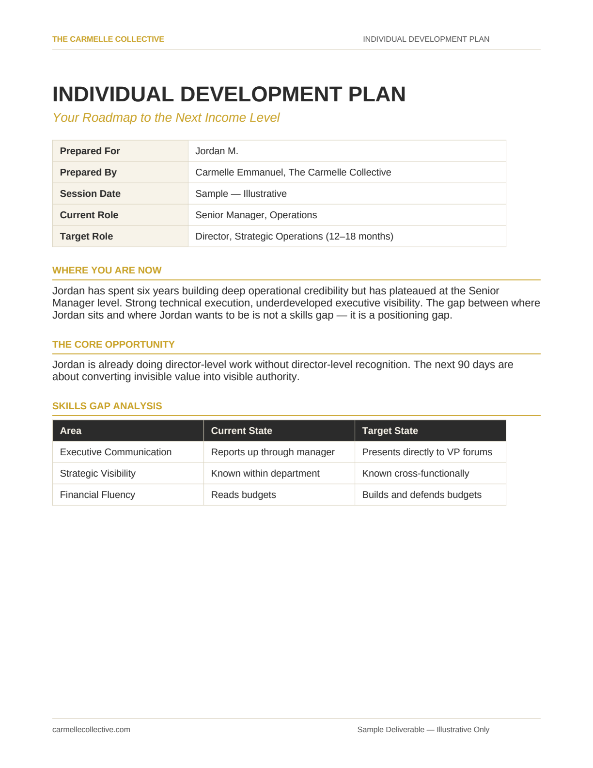 Sample Individual Development Plan — executive consulting deliverable